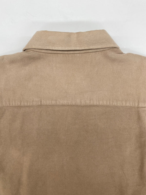 バブアー Barbour D725 MOLESKIN SHIRT モールスキン シャツ スエード ボタン 長袖 薄茶 長袖シャツ ロゴ ベージュ Lサイズ 104MT-1687