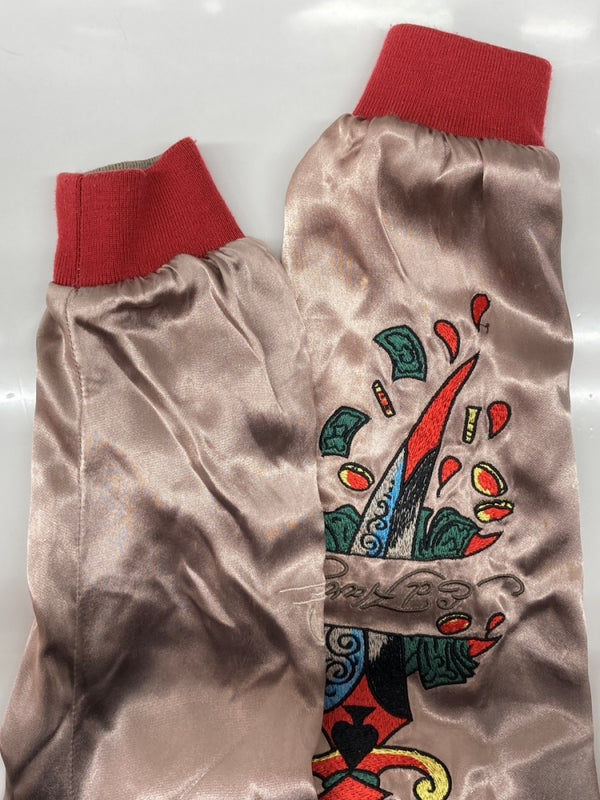 エドハーディー Ed Hardy 龍刺繍 スカジャン ドラゴン柄 ジップアップ チェーン刺繍 アウター ジャケット 赤 ジャケット 総柄 レッド Mサイズ 104MT-1663