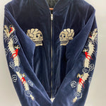 【曜日割引対象外】 東洋エンタープライズ TOYO ENTERPRISE 蛇髑髏 ヘビドクロ 別珍 サテンキルティング スカジャン ジャケット ネイビー Mサイズ 201MT-4273 VB