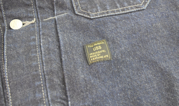 アベイシングエイプ A BATHING APE URSUS BAPE デニムジャケット Gジャン 青 003LJ9601003 ジャケット ブルー Lサイズ 103MT-2312
