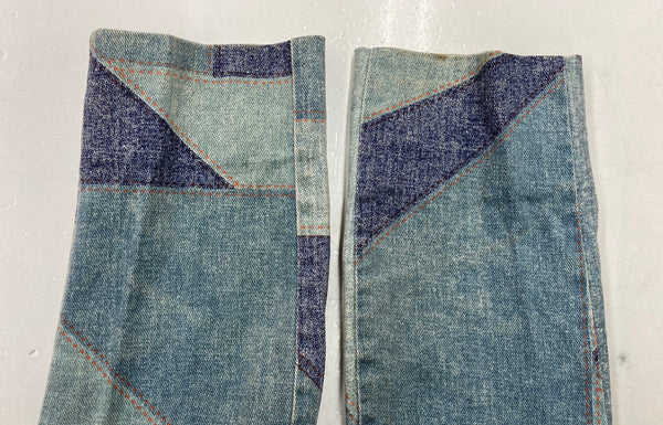 ヴィンテージ vintage 70s 70年代 パッチワーク プリント デニムジャケット Ｇジャン 青 ジャケット プリント ブルー 104MT-1351