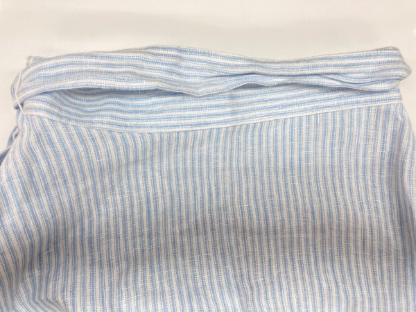 ラルフローレン RalphLauren ポロ POLO リネン ラップスカート 巻きスカート リボン ミモレ丈 LINEN 麻 カンボジア製 水色 BLUE 青 WHITE ホワイト 白 211799317002 スカート ストライプ ブルー XSサイズ 104LB-36