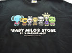 ア ベイシング エイプ A BATHING APE BABY MILO STORE プリント ロングTシャツ ロンT ブラック Lサイズ 103MT-3163