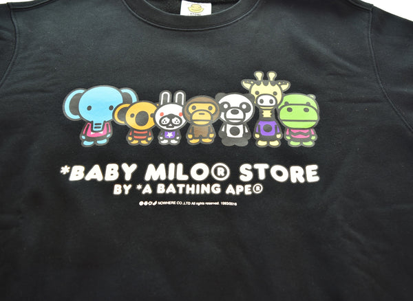 ア ベイシング エイプ A BATHING APE BABY MILO STORE プリント ロングTシャツ ロンT ブラック Lサイズ 103MT-3163