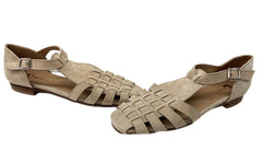 パスクッチ PASCUCCI グルカサンダル フラットシューズ ペタ靴 編み込み スウェード スエード イタリア製 MADE IN ITALY BEIGE 7443 レディース靴 サンダル ストラップ ベージュ SIZE37 104S-724