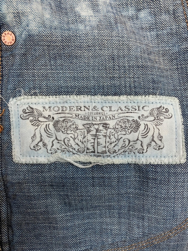 シュガーヒル SUGARHILL CLASSIC DOUBLE KNEE DENIM PANTS ダブル  ニー デニム パンツ ジーパン シンチバック ボタンフライ 加工 ズボン 白 青 総柄 23AWPT04 デニム ブルー サイズ 32 104MB-392