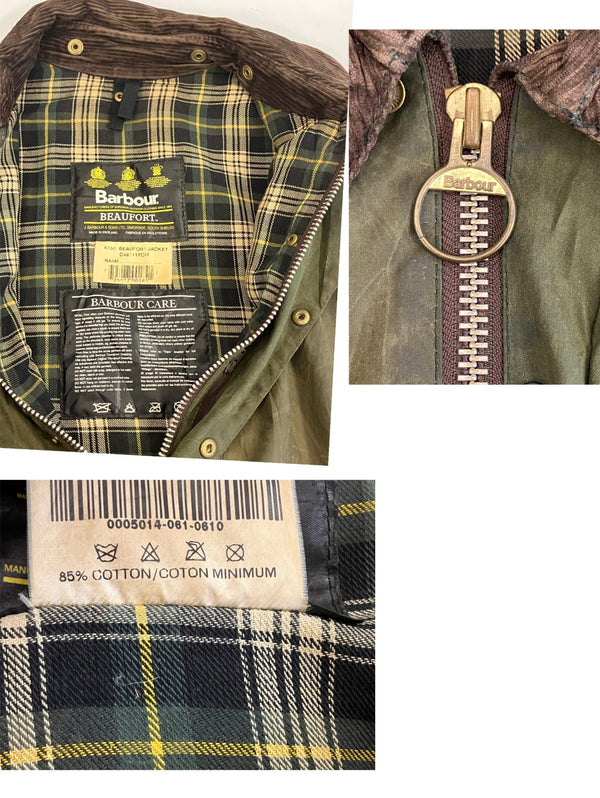 バブアー BARBOUR 90's 90年代 3ワラント BEAUFORT ビューフォート ワックス コットン オイルドジャケット ハーフコート VINTAGE ヴィンテージ A150 C46 ジャケット カーキ 101MT-5239