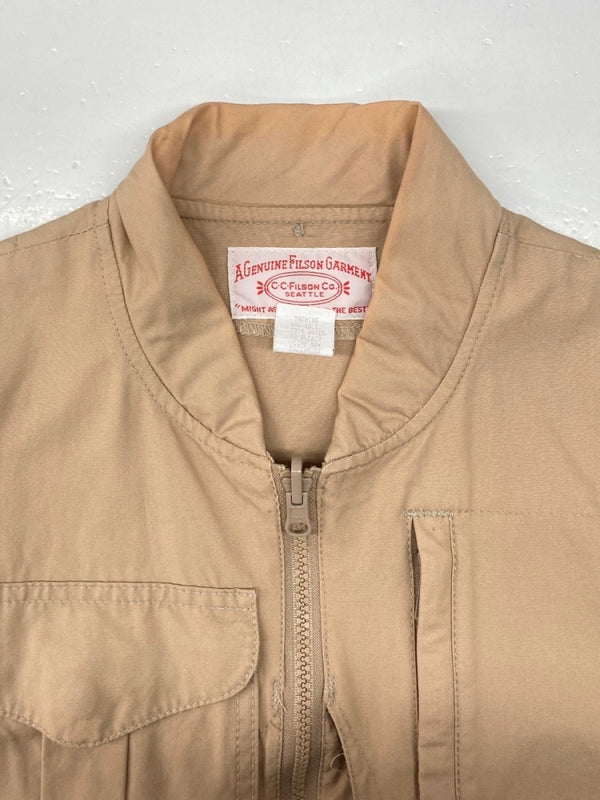 フィルソン FILSON 00s HUNTING VEST ハンティング ベスト フィッシング トラベル USA製 ノースリーブ 薄茶 ベスト 無地 ベージュ Sサイズ 104MT-1398