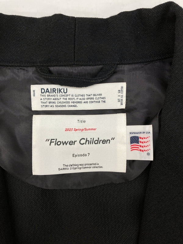 ダイリク DAIRIKU 21SS Blanket Embroidery Night Gown ガウン コート ロング カーディガン アウター ジャケット 黒 21SS J-5 コート ロゴ ブラック フリーサイズ 104MT-1124
