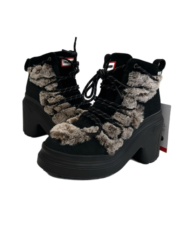 ハンター HUNTER ANKLE FAUXFER HEEL アンクルフォーファー ヒールブーツ 防水 黒 WFP1107LPR レディース靴 ブーツ その他 ブラック UK3(参考サイズ約22cm) 101sh-2086