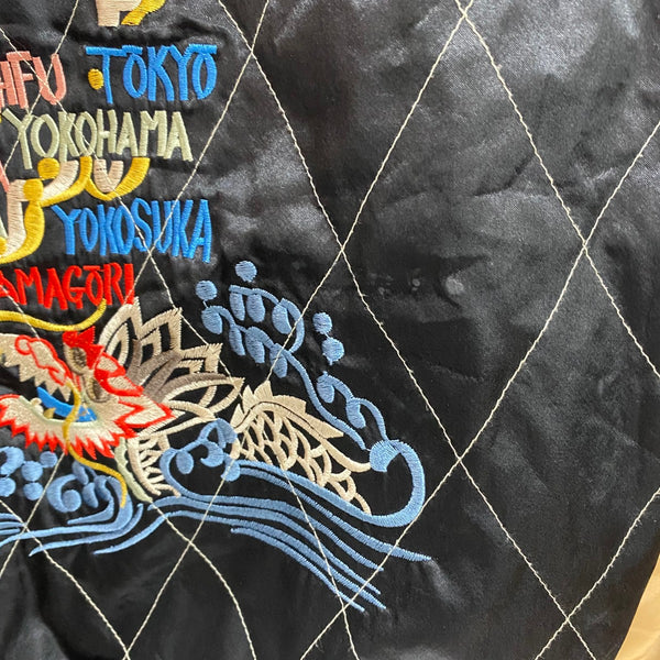 【曜日割引対象外】 東洋エンタープライズ TOYO ENTERPRISE 蛇髑髏 ヘビドクロ 別珍 サテンキルティング スカジャン ジャケット ネイビー Mサイズ 201MT-4273 VB