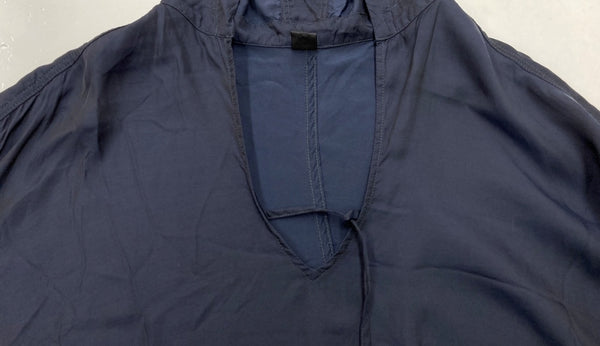 ワイズ Y's ヨウジヤマモト Yohji Yamamoto ブラウス フーディ キュプラ 再生繊維 テンセル 日本製 NAVY 紺 YW-B01-202 長袖シャツ ワンポイント ネイビー SIZE2 104LT-155