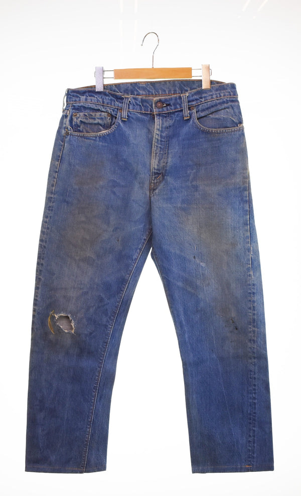 リーバイス Levi's 70s 505-0217 66前期 最初期 ボタン裏5 スレーキスタンプ 42TALON 70's デニム ブルー W36 103MB-587