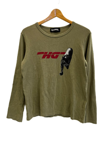 ヒステリックグラマー HYSTERIC GLAMOUR HYSTERIC ヒステリック プリント 長袖カットソー ロンT カーキ フリーサイズ 101LT-257