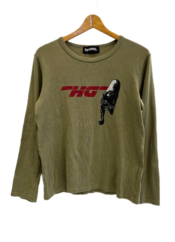 ヒステリックグラマー HYSTERIC GLAMOUR HYSTERIC ヒステリック プリント 長袖カットソー ロンT カーキ フリーサイズ 101LT-257