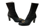 ドルチェ＆ガッバーナ Dolce&Gabbana VERO CUOIO ミドルブーツ チゼルトゥ スクエアトゥ ロゴ金具 ゴールド 刻印 イタリア製 BLACK 黒 DIW5080031 レディース靴 ブーツ その他 ブラック SIZE37 1/2 104S-720