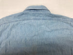 ダブルアールエル RRL 90s 三ツ星タグ SHIRT ステンカラー 猫目ボタン 胸ポケット ヴィンテージ VINTAGE ラルフローレン RALPH LAUREN コットン モーリシャス製 ライトブルー 青 無地 ブルー Mサイズ 104MT-2024