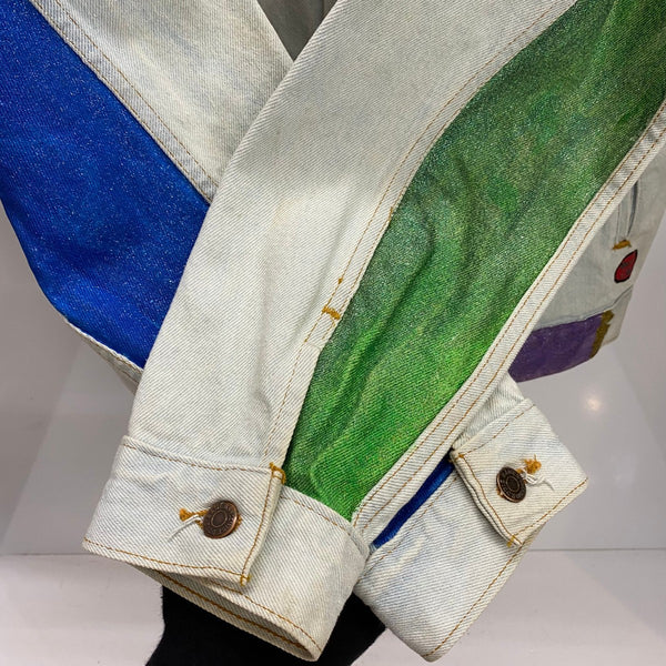 【曜日割引対象外】 エディーバウアー Eddie Bauer 70's 80's カスタムペイント デニムジャケット ジャケット マルチカラー Lサイズ 201MT-4620 VB