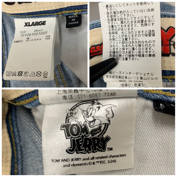 エクストララージ X-LARGE Tom And Jerry ダメージ加工 ワイド デニム パンツ 101241031022 デニム ブルー 201MB-937