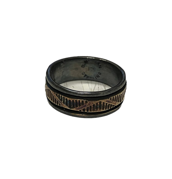 INDIAN JEWELRY ブルースモーガン Bruce Morgan ナバホ族 Navajo スタンプワーク コンビ メンズジュエリー・アクセサリー インディアンジュエリー 指輪・リング シルバー 101goods-193