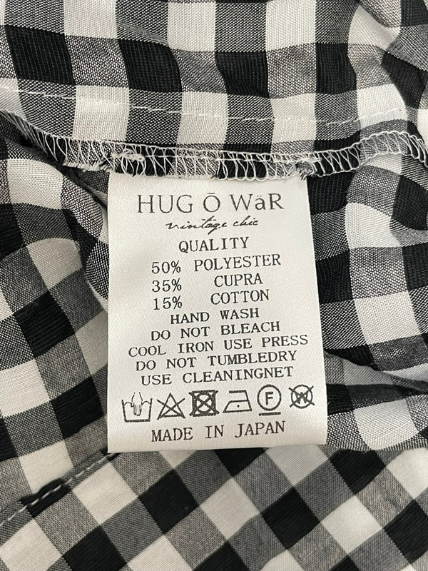 ハグオーワー HUG O WAR ギンガム チェック ブラウス 半袖カットソー ブラック 601LT-7