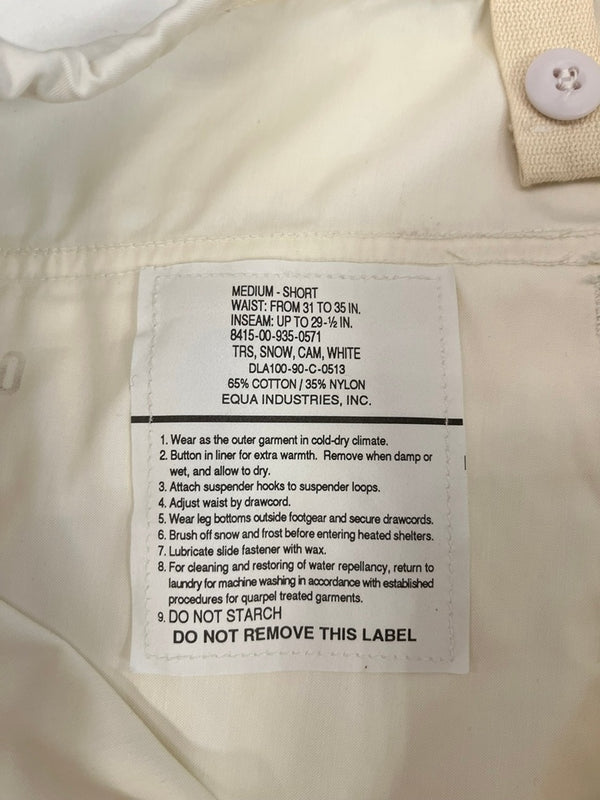 ミリタリー Military 90s Vintage ヴィンテージ  Snow Camo Over Pants スノーカモ オーバーパンツ 白 ミリタリーパンツ 8415-00-935-0571 ボトムスその他 ホワイト Mサイズ 101MB-690