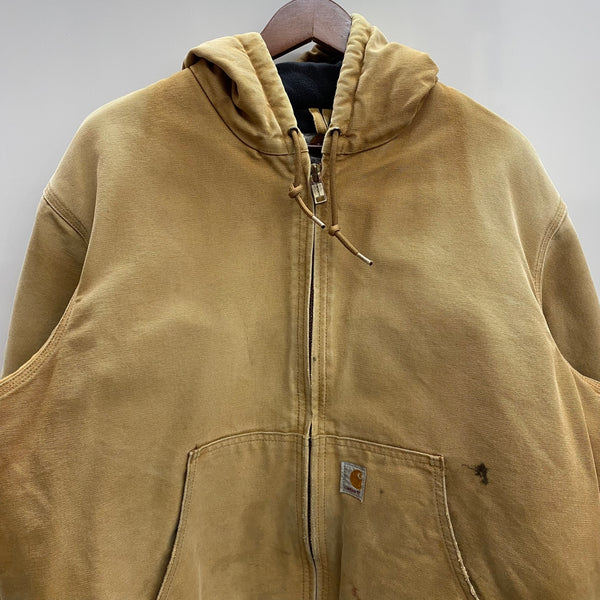 【曜日割引対象外】 カーハート Carhartt DUCK ACTIVE JACKET MADE IN USA パーカー ジャケット ベージュ Lサイズ 201MT-3874 VB