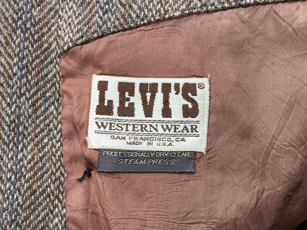 リーバイス Levi's 80s 80年代 テーラードジャケット ウエスタン ヘリンボーン USA製 48 L ジャケット ストライプ ベージュ 104MT-1931
