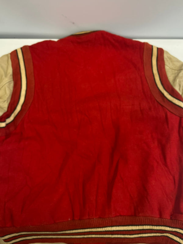 ヴィンテージ vintage 60's～ 60年代 BUTWIN バトウィン ウール スタジャン バーシティジャケット アワードジャケット  Red Knights 袖レザー ツートン ベージュ 44 ジャケット レッド 101MT-5454