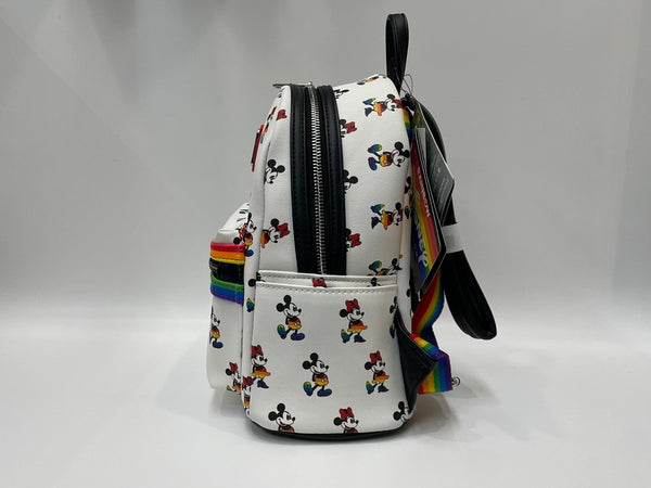 ラウンジフライ LOUNGEFLY × Disney ディズニー レインボー ミッキー ミニー 総柄バックパック バッグ レディース リュック ホワイト 601bag-18