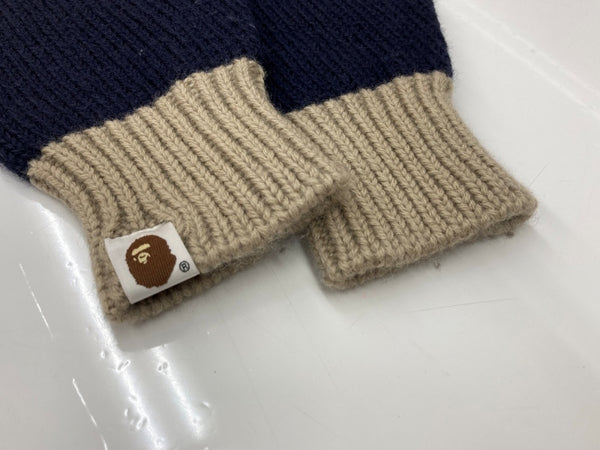 アベイシングエイプ A BATHING APE GORILLA WOOL ゴリラ ウール ニット セーター 紺 セーター 刺繍 ネイビー Mサイズ 104MT-1925