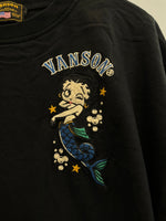 バンソン VANSON BETTY BOOP ベティ ドッキングワンピース レオパード柄 マーメイド刺繍  ワンピース ブラック LLサイズ XL 101LT-236