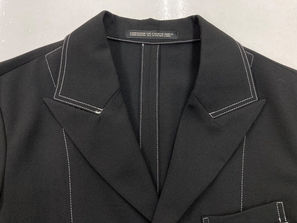 ワイズ Y's ヨウジヤマモト Yohji Yamamoto 03AW ウールギャバジン ステッチ テーラード WOOL 毛 日本製 BLACK 黒 YU-J01-100 ジャケット 無地 ブラック SIZE2 104LT-154