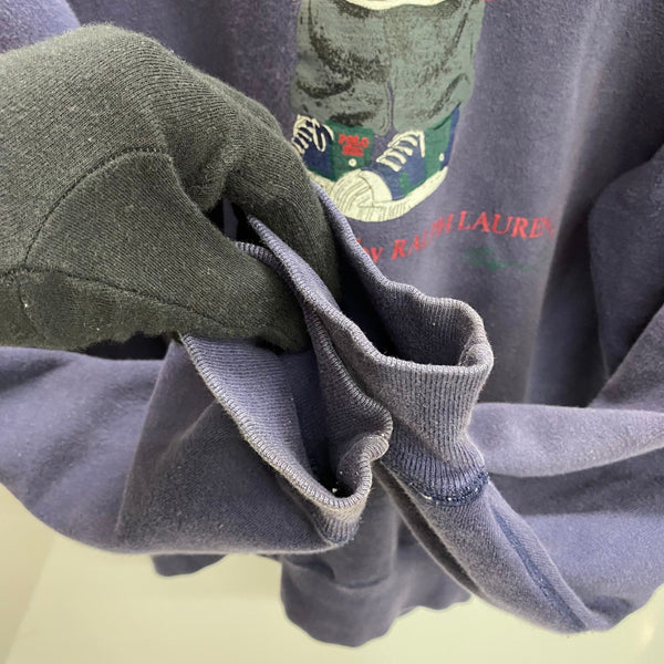 【曜日割引対象外】 ラルフローレン POLO RALPH LAUREN 90's 00's ポロベア バスケ 香港製 パーカ ネイビー Sサイズ 201MT-4527 VB