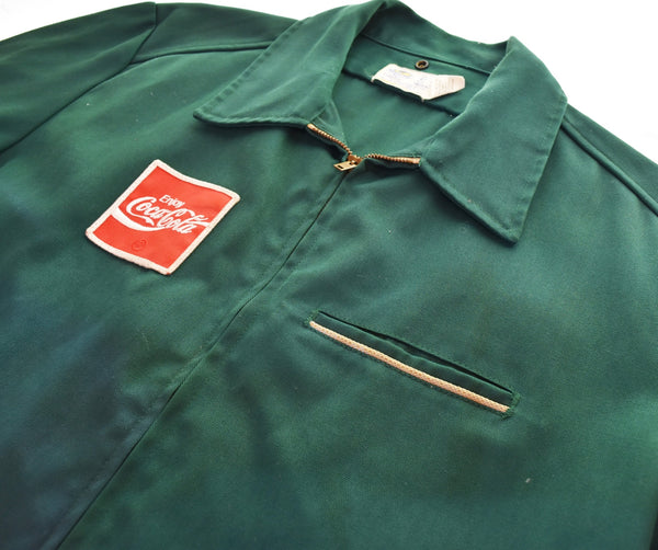 ヴィンテージ Vintage 70s USA製 ワッペン ジップアップCoca-Cola Coke コカコーラ ワークジャケット 42 ジャケット グリーン 103MT-3329