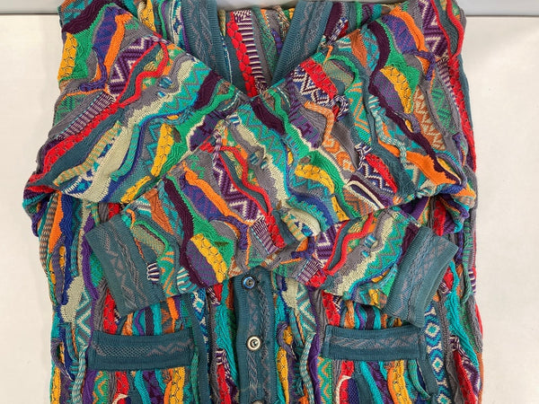 クージー COOGI AUSTRALIA 3D KNIT 3Dニット 総柄 ニット カーディガン マルチカラー Mサイズ 101MT-3545