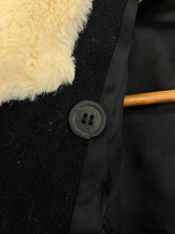 バレンシアガ BALENCIAGA イタリア製 Pコート ファー 紺 ジャケット ネイビー サイズ36 101LT-239