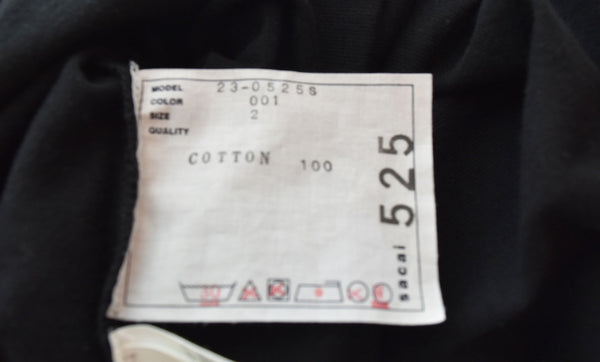 サカイ Sacai 23AW レイヤード バックロゴプリント クルーネック長袖Tシャツ 黒 23-0525S 2 ブラック 103MT-2185