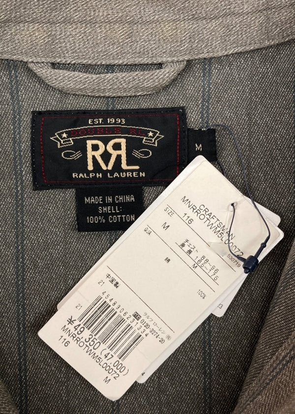 ダブルアールエル RRL STRIPE WORK JACKET ストライプ ワーク ジャケット ジップアップ CONMAR社 Ralph Lauren 茶 MNRROTWM5L00072 ジャケット ストライプ ブラウン Mサイズ 104MT-1379