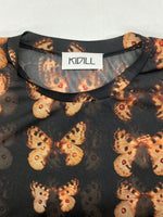 キディル KIDILL × MIKA NINAGAWA 蜷川実花 MOTH 蛾 蝶々 昆虫 長袖 カットソー 薄手 黒 KLMKNGW02 ロンT 総柄 ブラック 2XLサイズ 104MT-1053