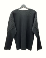 イッセイミヤケ ISSEY MIYAKE HOMME PLISSE オム プリッセ L/S PLEATS プリーツ カットソー 長袖 黒 HP55JK421  サイズ 3 ロンT 無地 ブラック 104MT-1012