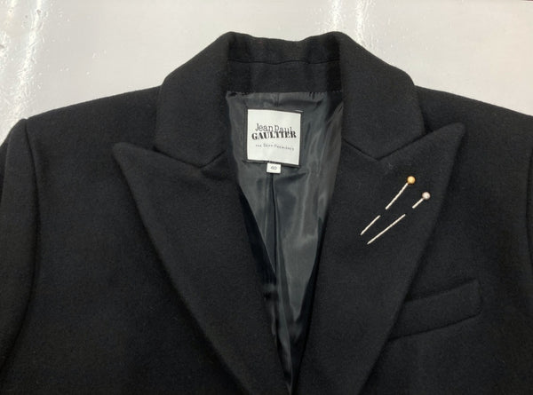 ジャンポールゴルティエ Jean Paul GAULTIER フォー セットプルミエ FOR SEPT PREMIÈRES まち針 メルトン チェスターコート スリット BLACK 黒 JPT025 コート 刺繍 ブラック SIZE40 104LT-74