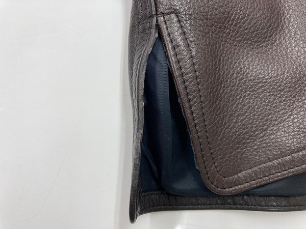 ワイツーレザー Y'2 leather シングル ライダースジャケット レザージャケット 猫目ボタン ツートン 切り替え 牛革 ダークブラウン 茶色 サイズ38 ジャケット 無地 ブラウン 104MT-1946
