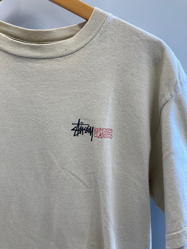 ステューシー STUSSY OLD STUSSY ヴィンテージ Vintage 80s 黒タグ USA製 ロゴ プリントT シャツ Tシャツ ベージュ Mサイズ 101MT-3264