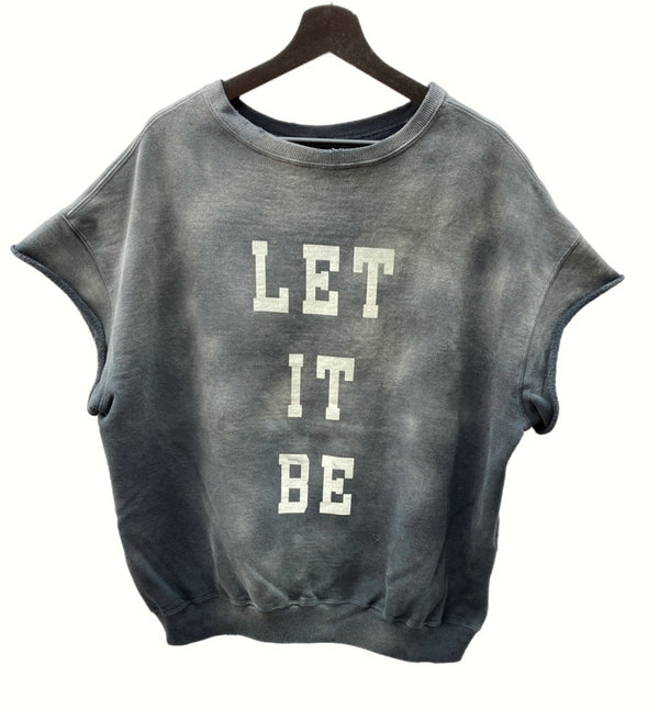 バウワウ BOWWOW LET IT BE S/S SWEAT SHIRTS レットイットビー ショートスリーブ スウェットシャツ カットオフ ブラックエイジング  GRAY ノースリーブ プリント グレー Lサイズ 104MT-398