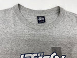 ステューシー STUSSY OLD オールド 紺タグ 90's USA製 ワールドツアー THE NEXT LEVEL ミレニアム限定 半袖 カットソー クルーネック アイコニック ロゴ GRAY 灰色 Tシャツ プリント グレー Lサイズ 104MT-1776