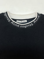 アクネストゥディオズ Acne Studios FULTON LOGO RIB SWEATSHIRT ネックロゴ スウェットシャツ クルーネック 裏起毛 黒 FN-MN-SWEA000176 スウェット ロゴ ブラック XLサイズ 104MT-969