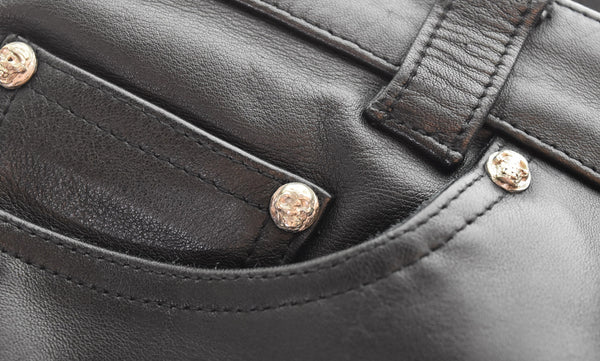 クリームソーダ CREAM SODA ファイヤーステッチ 牛革 レザーパンツ ボトムスその他 ブラック 3 103MB-697