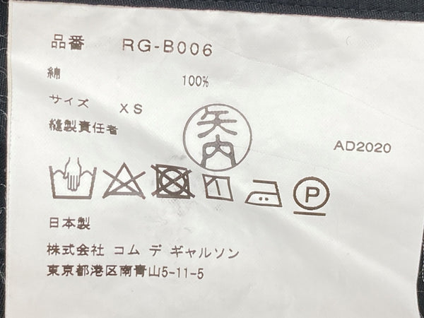 コムデギャルソン COMME des GARCONS コムコム 21SS 2020年製 バックオープン リボン ブラウス SHIRT BLOUSE RIBBON コットン 日本製 BLACK 黒 RG-B006 長袖シャツ 無地 ブラック XSサイズ 104LT-247