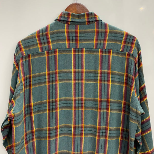 【曜日割引対象外】 ヴィンテージ vintage 60's 70's D'AVELLA USA製 レーヨン チェックシャツ 長袖シャツ グリーン Mサイズ 201MT-4268 VB
